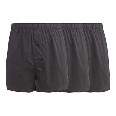The Collection Pack of three dark grey fine striped boxers